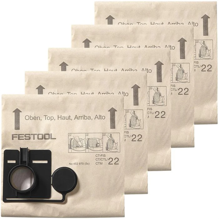 Festool Staubsaugerbeutel Filtersack FIS-CT 55/5, Für Nass-Trockensauger CT 55, 5 Stück