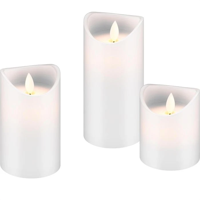 Goobay LED-Kerze Echtwachs Weiß, 10–15 X 7,5 Cm (HxØ), Mit Pendeldocht, 3er Set 1 Goobay LED-Kerze Echtwachs Weiß, 10–15 X 7,5 Cm (HxØ), Mit Pendeldocht, 3er Set