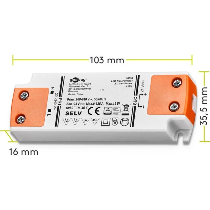 Goobay LED-Treiber DC 24 V, Bis 15 Watt, 625 MA 3 Goobay LED-Treiber DC 24 V, Bis 15 Watt, 625 MA – Bild 3