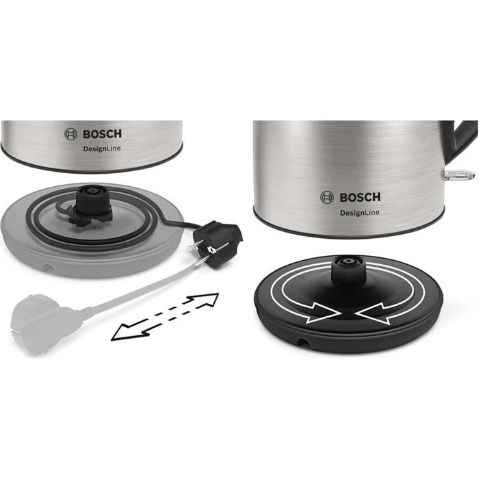 Bosch Wasserkocher DesignLine TWK3P420, 1,7 L, 2400 W, Edelstahl, Silber 3 Bosch Wasserkocher DesignLine TWK3P420, 1,7 L, 2400 W, Edelstahl, Silber – Bild 3