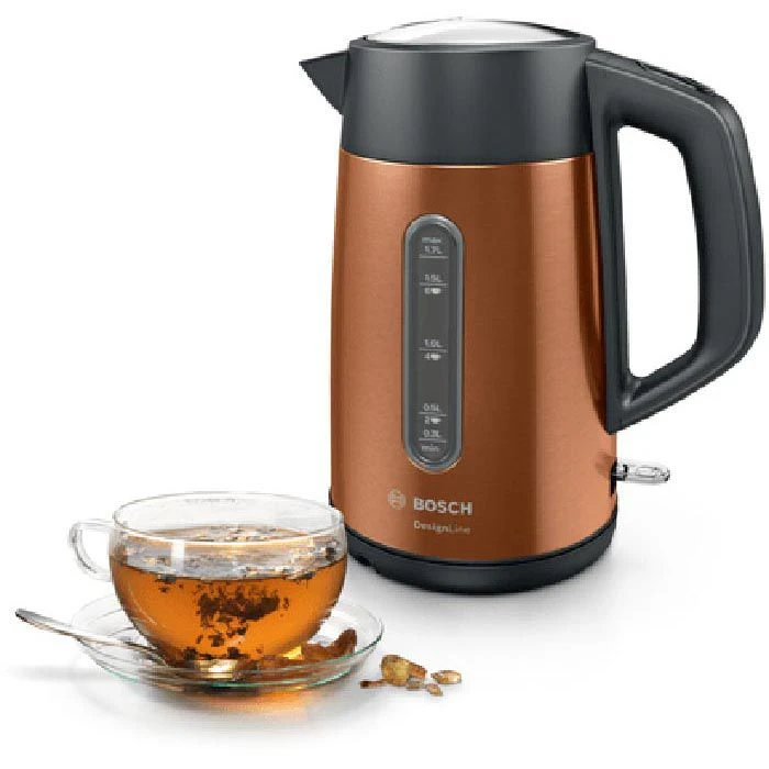 Bosch Wasserkocher DesignLine TWK4P439, 1,7 Liter, 2400 Watt, Edelstahl, Kupfer 2 Bosch Wasserkocher DesignLine TWK4P439, 1,7 Liter, 2400 Watt, Edelstahl, Kupfer – Bild 2