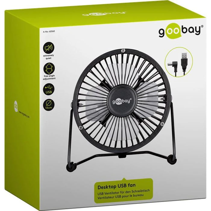 Goobay Ventilator 62060 Schwarz, Ø 13cm, USB-Ventilator, Tischventilator, Klein 6 Goobay Ventilator 62060 Schwarz, Ø 13cm, USB-Ventilator, Tischventilator, Klein – Bild 6