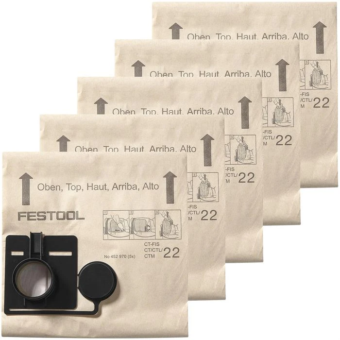 Festool Staubsaugerbeutel Filtersack FIS-CT 44/5, Für Nass-Trockensauger CT 44, 5 Stück