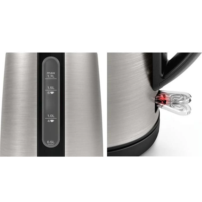 Bosch Wasserkocher DesignLine TWK3P420, 1,7 L, 2400 W, Edelstahl, Silber 4 Bosch Wasserkocher DesignLine TWK3P420, 1,7 L, 2400 W, Edelstahl, Silber – Bild 4