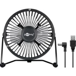 Goobay Ventilator 62060 Schwarz, Ø 13cm, USB-Ventilator, Tischventilator, Klein