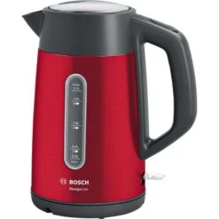 Bosch Wasserkocher DesignLine TWK4P434, 1,7 Liter, 2400 Watt, Edelstahl, Rot