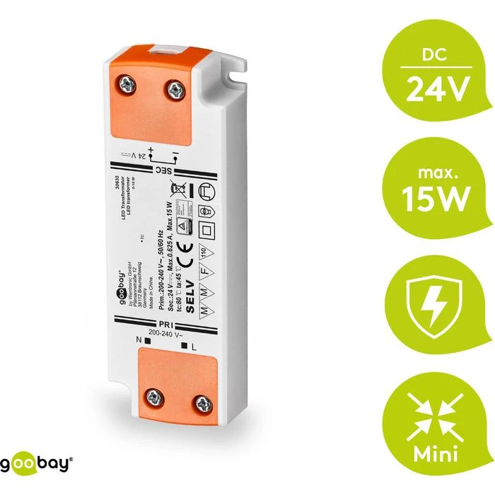Goobay LED-Treiber DC 24 V, Bis 15 Watt, 625 MA 2 Goobay LED-Treiber DC 24 V, Bis 15 Watt, 625 MA – Bild 2
