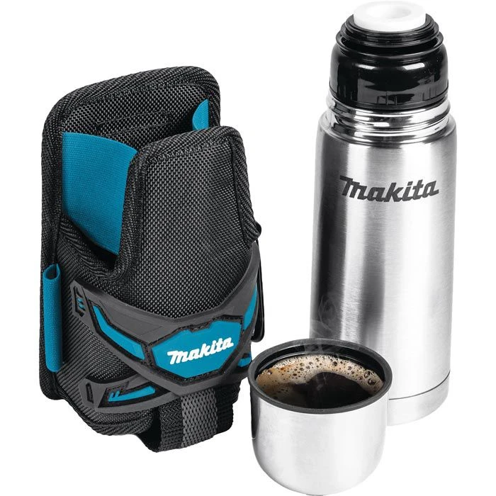 Makita Thermosflasche E-05599, Edelstahl, Isolierflasche Inkl. Gürteltasche, Silber, 0,33 L 2 Makita Thermosflasche E-05599, Edelstahl, Isolierflasche Inkl. Gürteltasche, Silber, 0,33 L – Bild 2